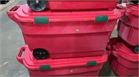 Large red tote on wheels