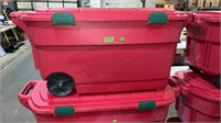 Large red tote on wheels