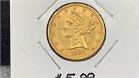 Gold: 1881 $5 Liberty Gold Coin, Higher Grade
