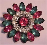 Plastic Multi-Color Jewels Pin Brooch