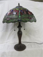 TIFFANY STYLE STAINED GLASS PARLOR LAMP 23"T