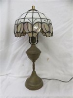 VINTAGE STAINED GLASS PARLOR LAMP 20"T
