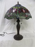 TIFFANY STYLE STAINED GLASS PARLOR LAMP 23"T