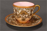 Fine Royal Worcester Jewelled Demi Tasse and