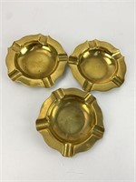 3 pressed Brass ash trays.  5" dia.