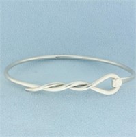 Woven Design Bangle Bracelet in Sterling Silver