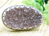 DRUZY AMETHYST ADJUSTABLE RING ROCK STONE LAPIDARY