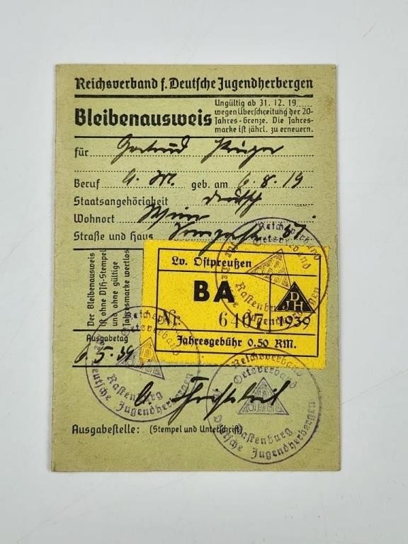 1939 MEMBERSHIP ID PAMPLET WITH STAMP