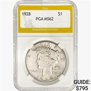 1928 Silver Peace Dollar PGA MS62