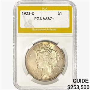 1923-D Silver Peace Dollar PGA MS67+