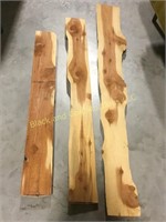 3 smaller fresh cut rough sawn cedar slabs