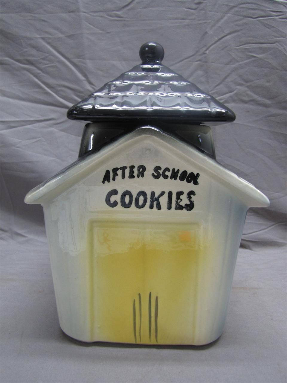 Vintage Schoolhouse Shaped Ceramic Cookie Jar