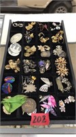 TRAY OF ASST SILVER & COSTUME JEWELRY