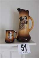 Vintage Brown Fade to Cream Monks Pitcher &
