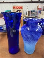 Two Artglass Vases, Blues