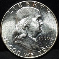 1950 Franklin Silver Half Dollar Gem BU