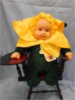 Anne Geddes Sunflower baby doll, 13.5" h ,