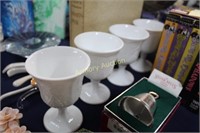 MILK GLASS GRAPE PATTERN GOBLETS