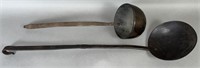 2 wrought iron utensils ca. 1830-1870; uncommon