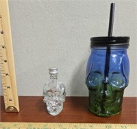 2 Skull Head Items-1 Drinking Glass 1 Vodka Bottle