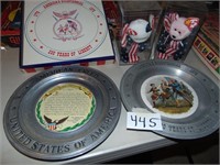 Bicentennial Plates and 2 Patriotic Bears