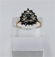 10k Gold Ring w/Diamonds & Sapphires