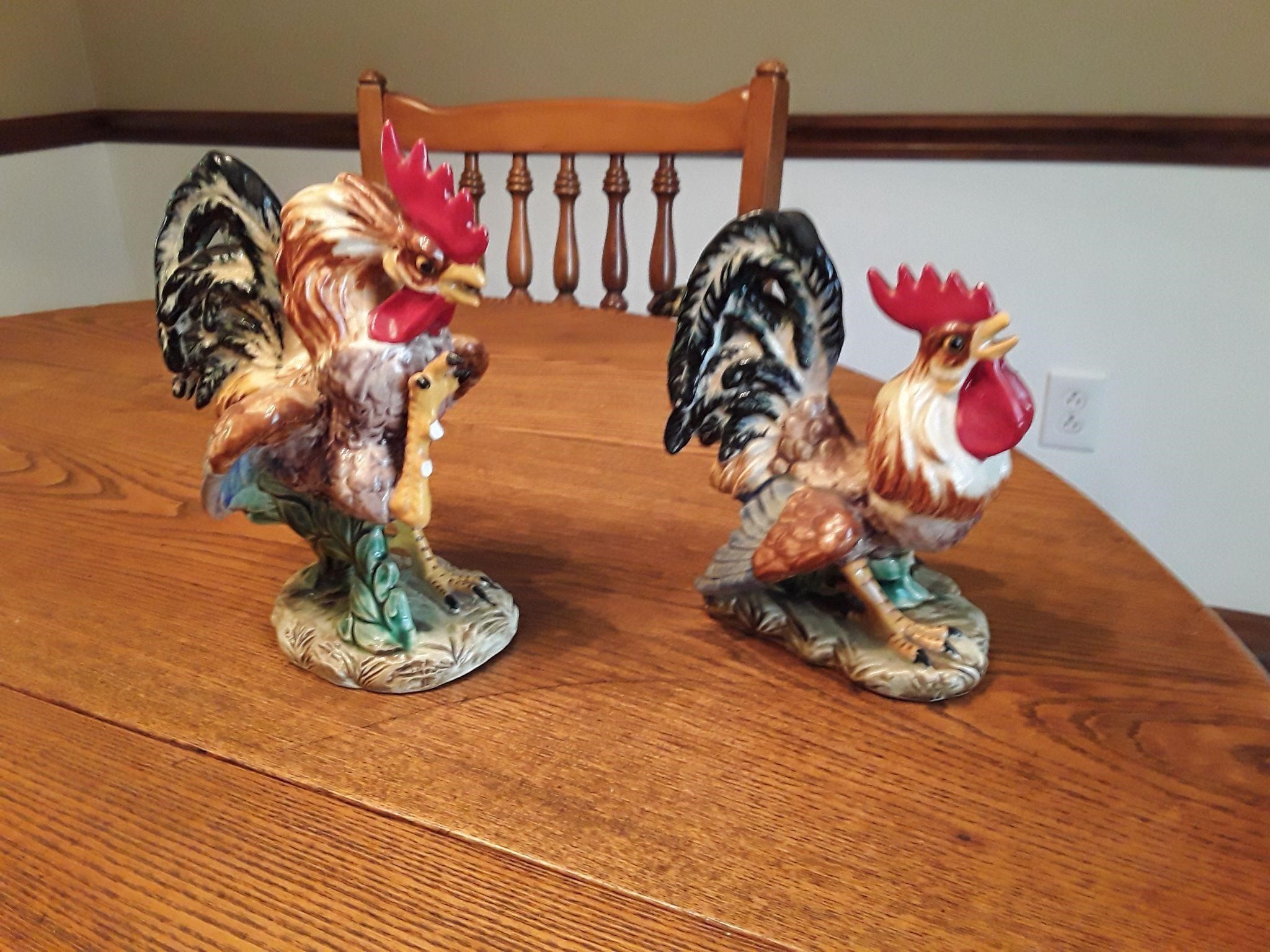 2 Ceramic Roosters