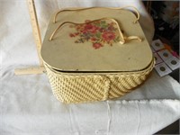 Sewing basket with misc sewing items