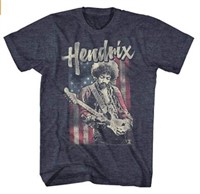 Jimi Hendrix Men's Flag Hendrix T-Shirt, Navy