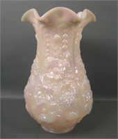 Fenton/ DBS Pink Opaque Shell Poppy Show Vase