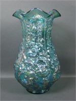 Fenton/ DBS Aqua Teal Ruffled Poppy Show Vase