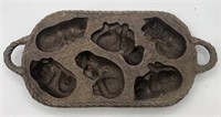 Antique Cast Iron Muffin Pan In Shape Of Kittens