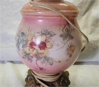 Vintage Hand Painted Floral Oil Lamp