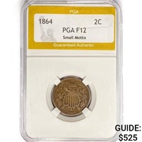 1864 Two Cent Piece PGA F12 Small Motto