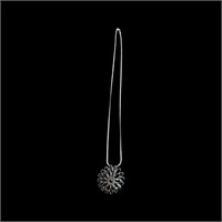 10k Marquis Cut Blue Sapphire Flower Necklace