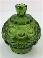Vintage LE Smith Green Glass Moon & Stars Compote