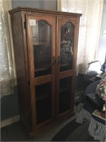 2 door oak curio cabinet