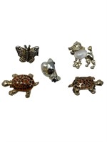 Grouping of small vintage animal pin brooches