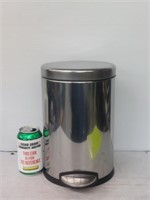 Small stainless steel trash can with foot raise