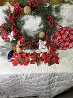 Lot of Christmas wreath ribbon candle floral