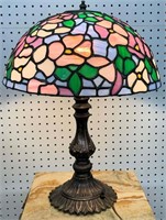 Leaded Art Glass Floral Table Lamp
