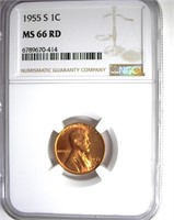 1955-S Cent NGC MS66 RD