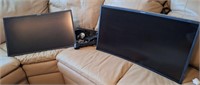 Pair of curved screen Samsung monitors with