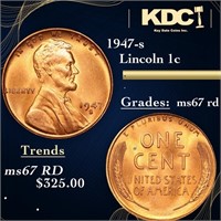 1947-s Lincoln Cent 1c Grades GEM++ Unc RD