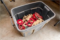 Plastic Tote of Assorted Wooden Letters