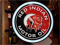 2ft Round 2 Sided Light Up Red Indian Sign