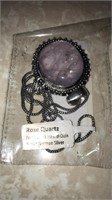 Rose quartz necklace german silver