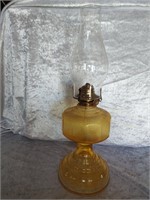 Amber glass hurricane fluted oil lamp