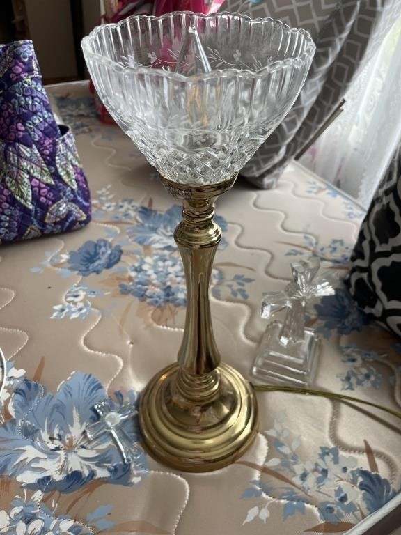 2 Lenox Crystal Crosses & Brass lamp