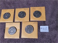 5x  1970 Canadian 50 cent coins